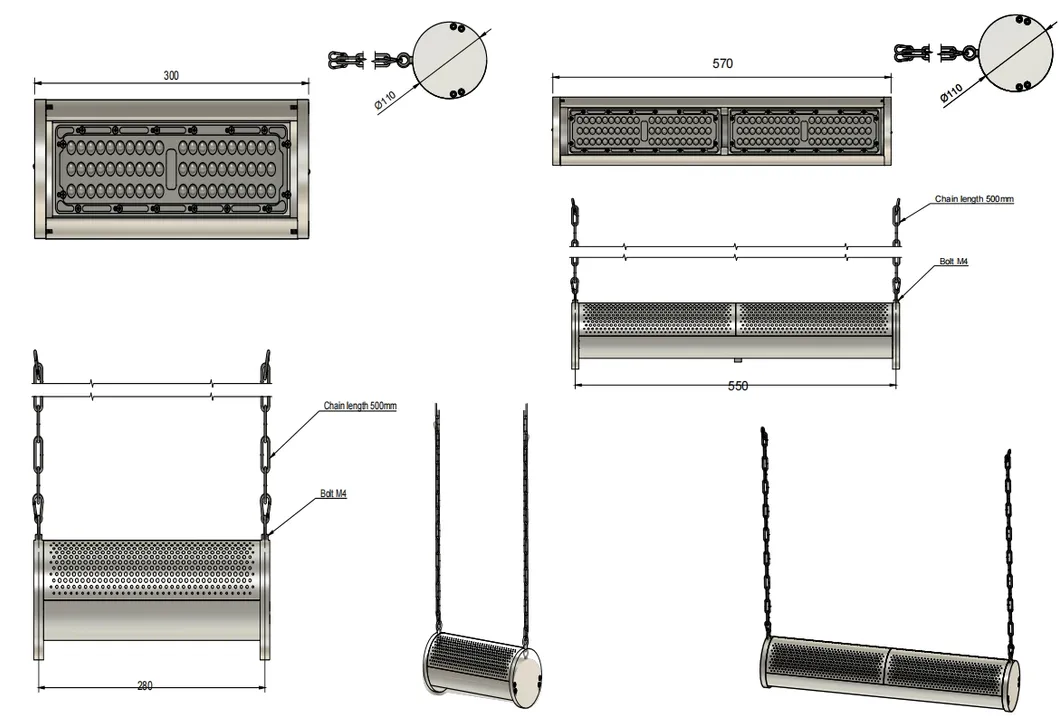 Φως κήπου LED Αδιάβροχο 250W 300W IP66 Ik10 Εργοστάσιο λιανικής πώλησης Παρκινγκ Εμπορικό κατάστημα Σκεπή Κρεμαστή Αποθήκη Πλημμύρα Highbay 2