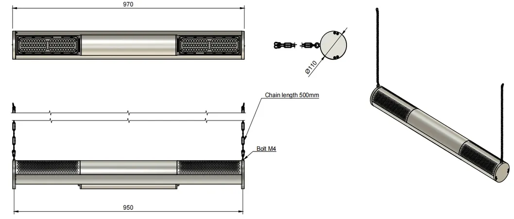 Φως κήπου LED Αδιάβροχο 250W 300W IP66 Ik10 Εργοστάσιο λιανικής πώλησης Παρκινγκ Εμπορικό κατάστημα Σκεπή Κρεμαστή Αποθήκη Πλημμύρα Highbay 3