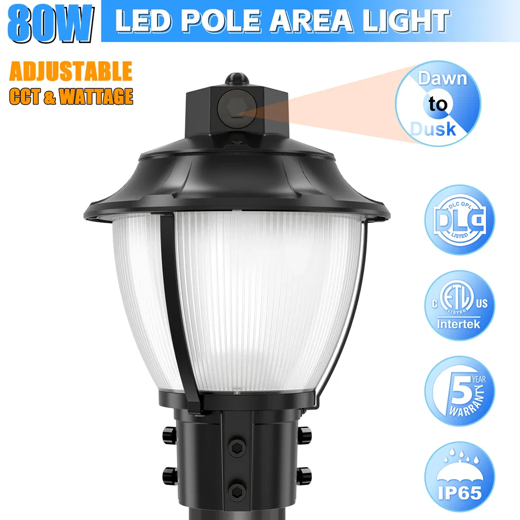 Φωτιστικό κήπου LED ρυθμιζόμενο Anti-Shok IP65 48/64/80W Αδιάβροχο 130lm/W Φανάρι Μαύρο και Λευκό για Γκαζόν 1