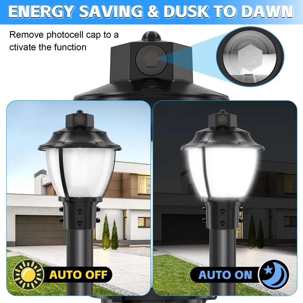 Φωτιστικό κήπου LED ρυθμιζόμενο Anti-Shok IP65 48/64/80W Αδιάβροχο 130lm/W Φανάρι Μαύρο και Λευκό για Γκαζόν 3