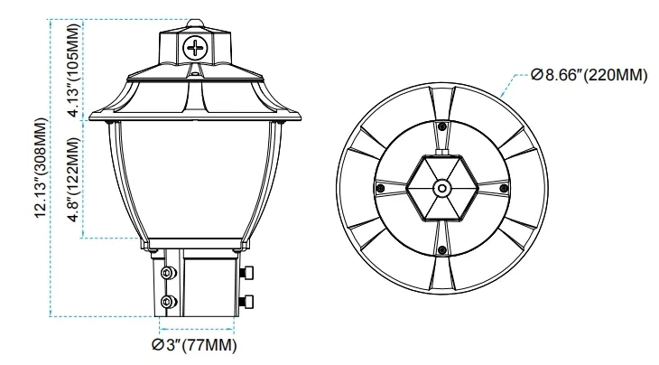 Φωτιστικό κήπου LED ρυθμιζόμενο Anti-Shok IP65 48/64/80W Αδιάβροχο 130lm/W Φανάρι Μαύρο και Λευκό για Γκαζόν 4