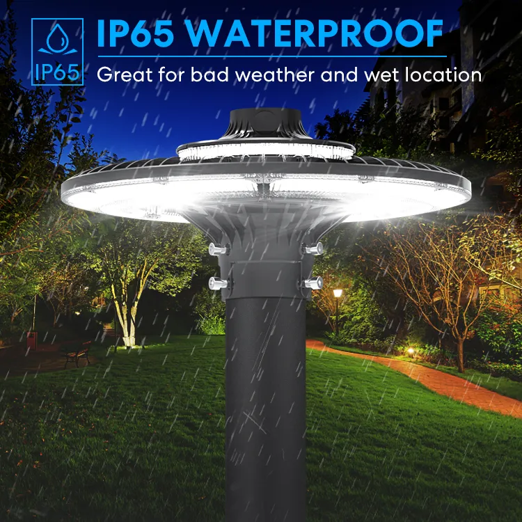 Φωτιστικό κήπου LED ρυθμιζόμενο 150W IP65 Ενσωματωμένο αδιάβροχο 130lm/W Στρογγυλό Μαύρο Αυλή Πάρκο Αυλή Κορυφή στύλου 2