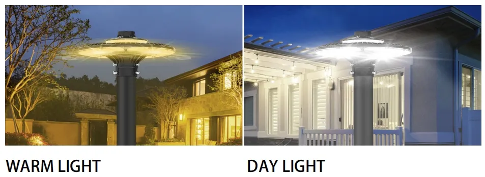 Φωτιστικό κήπου LED ρυθμιζόμενο 150W IP65 Ενσωματωμένο αδιάβροχο 130lm/W Στρογγυλό Μαύρο Αυλή Πάρκο Αυλή Κορυφή στύλου 10