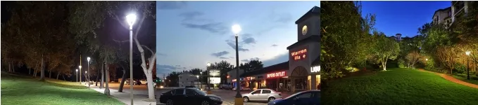 Φωτιστικό κήπου LED ρυθμιζόμενο 150W IP65 Ενσωματωμένο αδιάβροχο 130lm/W Στρογγυλό Μαύρο Αυλή Πάρκο Αυλή Κορυφή στύλου 12
