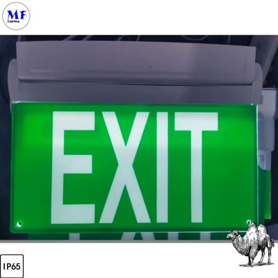 IP65 Waterproof Indoor Outdoor Battery 3hours 24hours Long Duration Wall Ceiling Hanging Mount White Green Exit Sign LED Emergency Light for Hotel Office