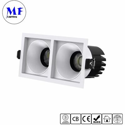 Square Recessed LED Down Light 3*7W Single/Double/Triple Head 100LM/W CRI90 IP20 IP44 Reflector Ceiling Downlight