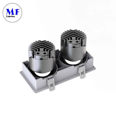Die-Cast Aluminum Double Heads LED Spot Downlight IP44 Ugr<19 Anti-Glare Dali-2 Dali Dt8 Dimmable Square Recessed Ceiling Down Light 2×12W
