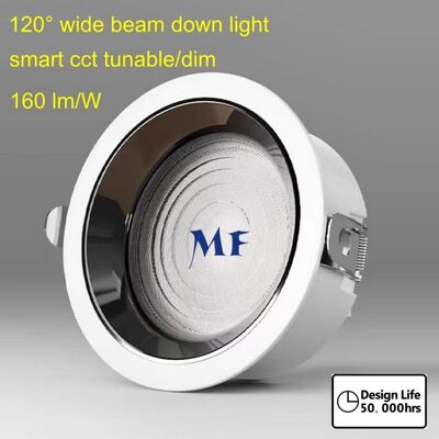 Φωτιστικό LED Χωνευτό Στρογγυλό SMD 120 Μοίρες Ευρεία Δέσμη 140lm/W 160lm/W IP44 Ik07 50W 60W 70W 80W 100W Dali Tuya Zigbee Μαύρο Λευκό Κάλυμμα Περίβλημα